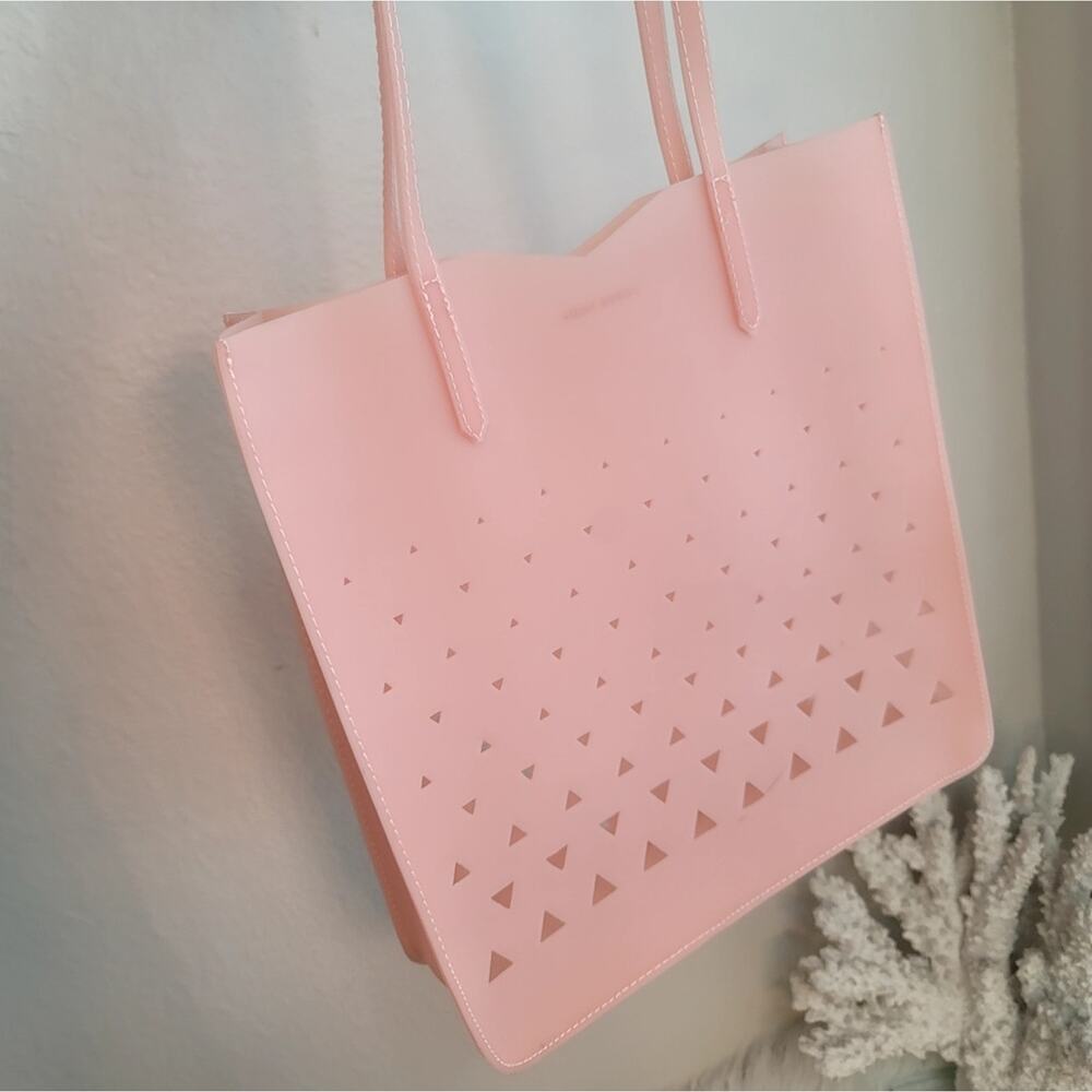 EDDIE BORGO Neiman Marcus Pink Geometric Laser Cut Jelly Tote Bag Open Top Y2K - Picture 10 of 16